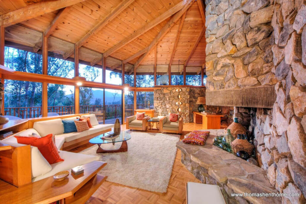 The living room of 215 Locust in San Rafael’s Dominican Neighborhood