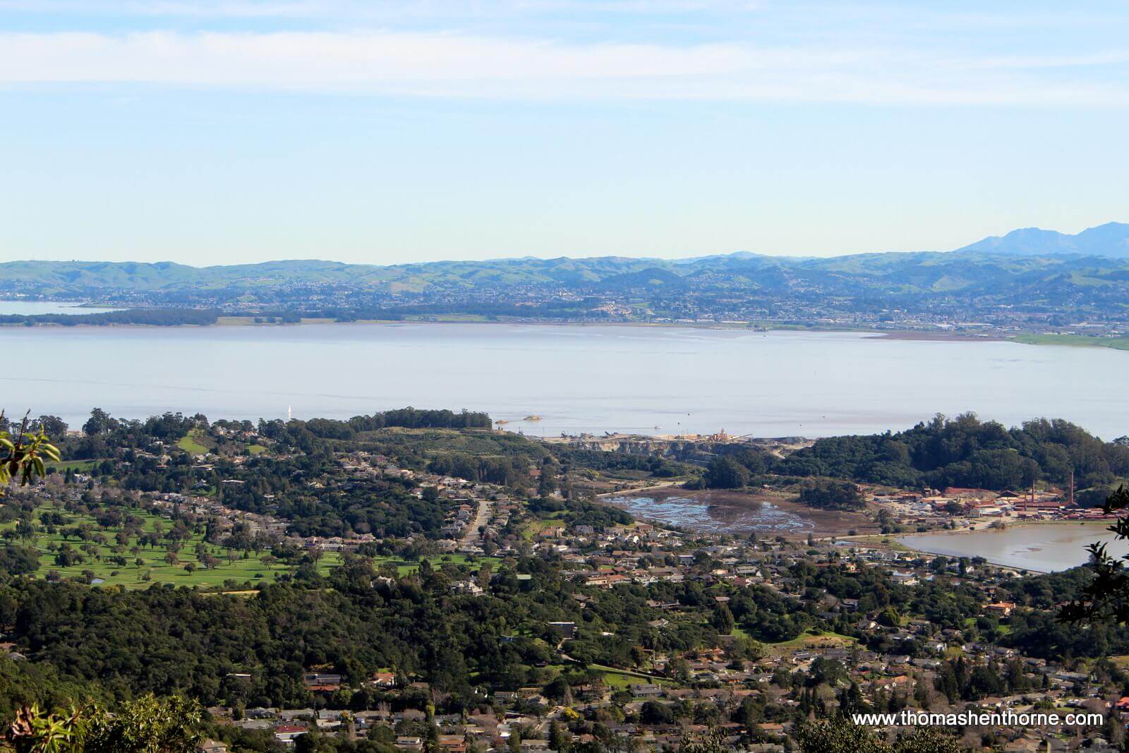 Gold Hill Fire Road 12 Aerial view of Peacock Gap Community with East Bay in Background