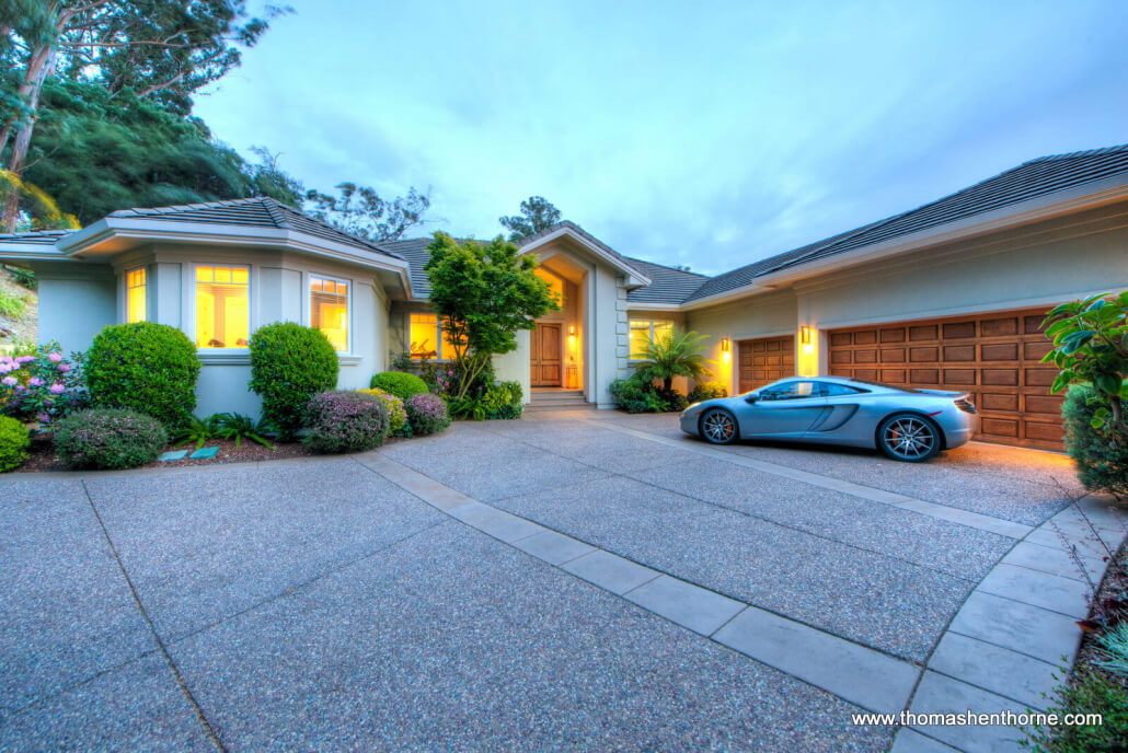Front exterior of 87 Brodea Way San Rafael with McLaren