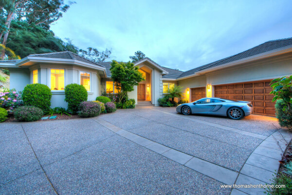 Front exterior of 87 Brodea Way San Rafael with McLaren