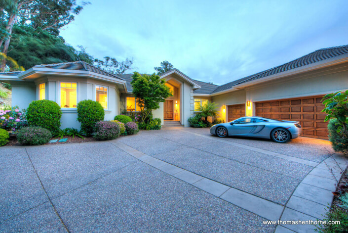 Front exterior of 87 Brodea Way San Rafael with McLaren
