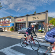 Downtown San Anselmo shops & bicyclists