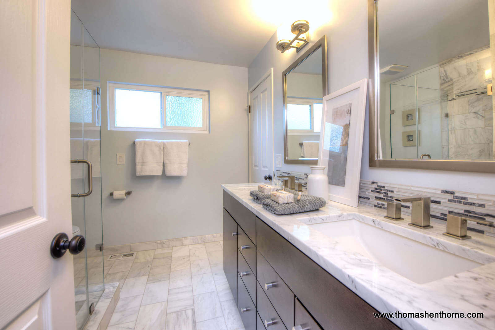 36 Tampa Drive San Rafael -- 19 Master bathroom with marble shower and countertops 2