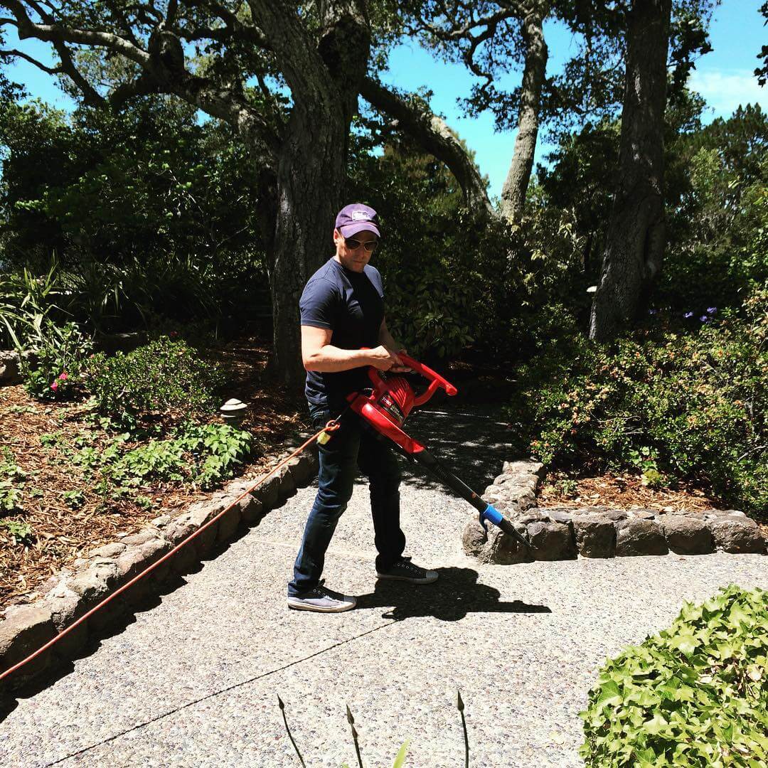 thomas and the blower Thomas Henthorne and leaf blower at 40 Twain Harte Lane