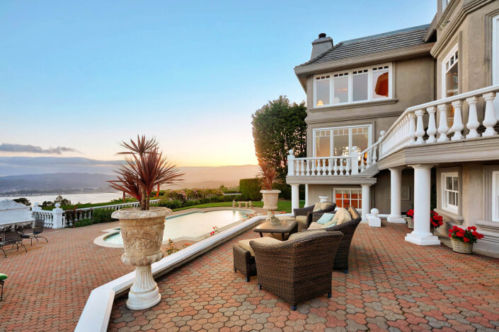 Outdoor patio with view of San Francisco bay
