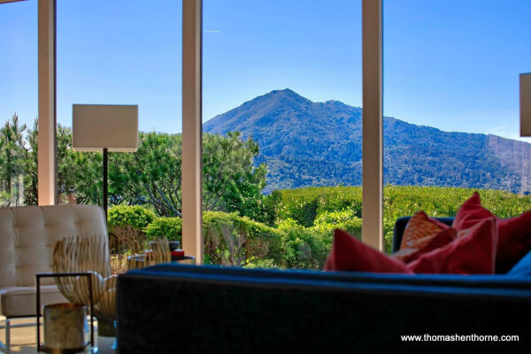 View of Mount Tamalpais from inside a Marin County home, illustrating the lifestyle and setting of buying a home in Marin County