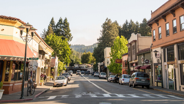 Downtown Fairfax California looking south on Bolinas