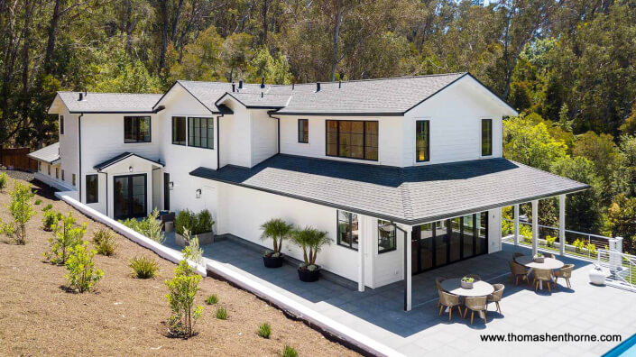 61-Gold-Hill-Grade-AERIALS 23 of 25 white luxury estate with black roof in modern farmhouse style