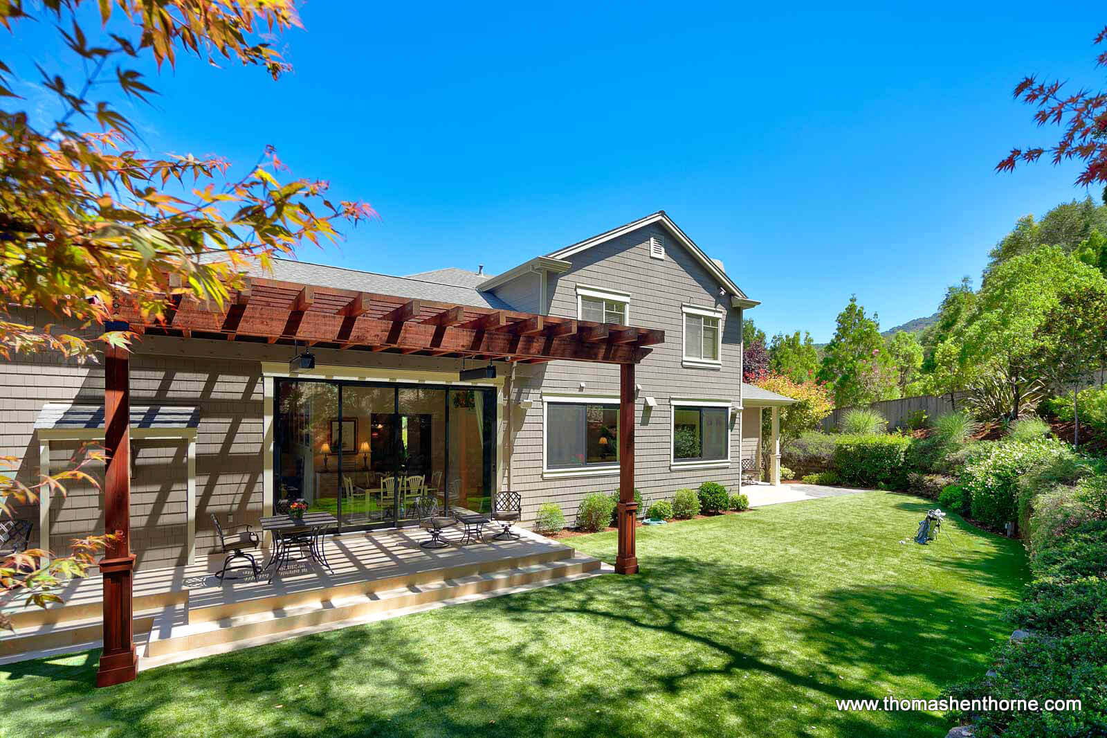 611-Fairway-Dr-Novato 25 of 108 Home with trellis and deck