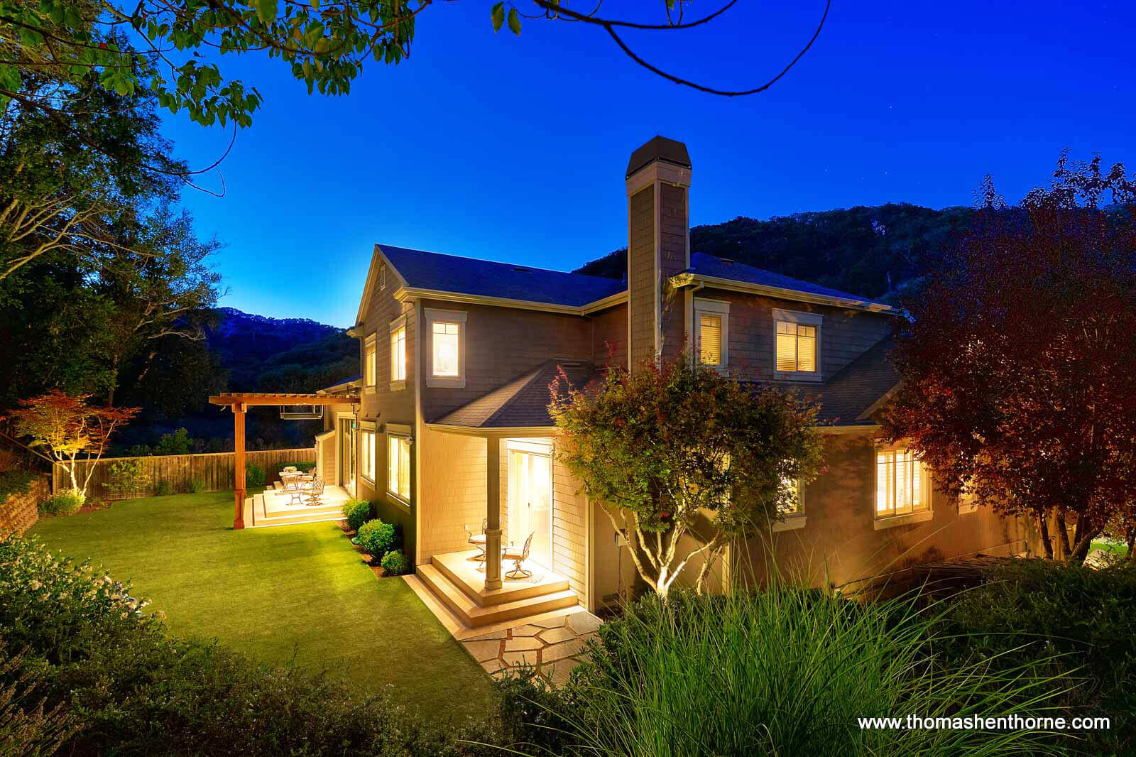 611-Fairway-Dr-Novato-Twilights 15 of 17 611 Fairway Drive rear of home