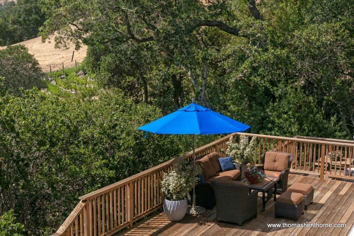 outdoor furniture and umbrella