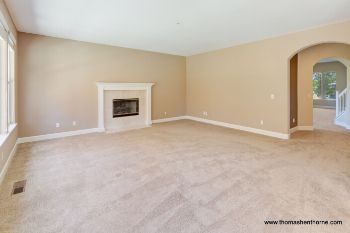 family room with gas fireplace