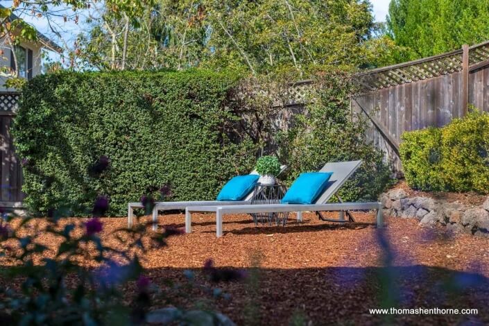 two chaise lounges outside
