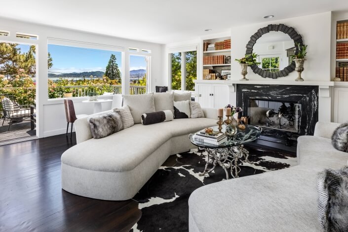 115 Oak Drive living room with marble surround fireplace