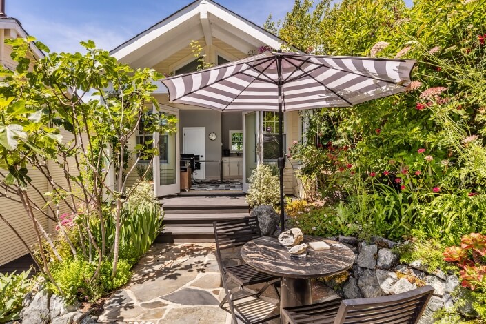 Cafe table with umbrella
