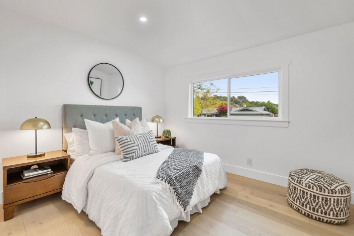 bedroom with wood floors