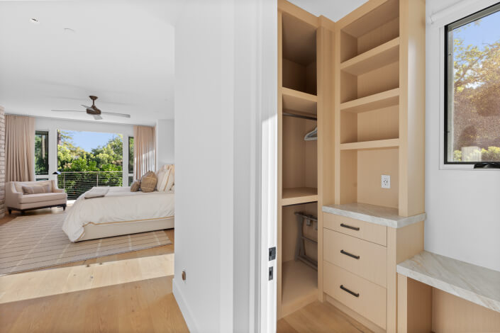 primary bedroom and closet