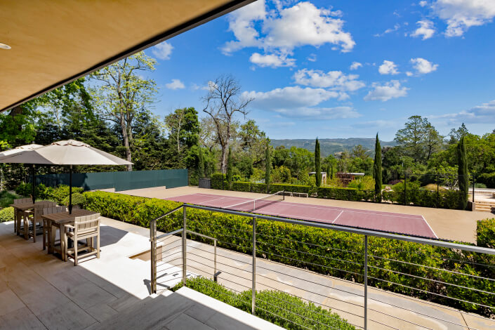 tennis court view from wine country estate