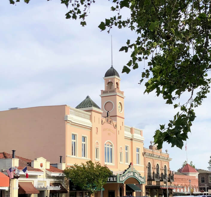 Downtown Sonoma California view of Sebastiani Theater