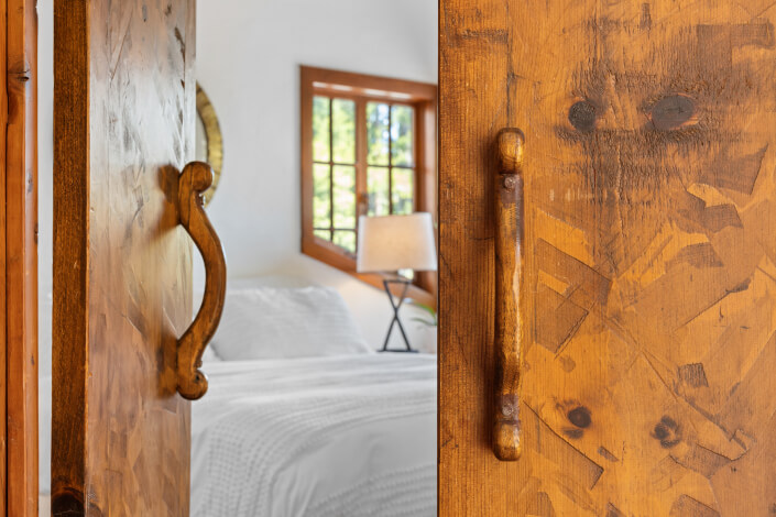 view through doors into bedroom