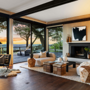 2395 Sobre Vista Road in Sonoma California living room with sunset