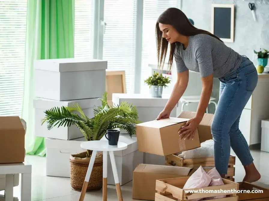 Woman with moving boxes