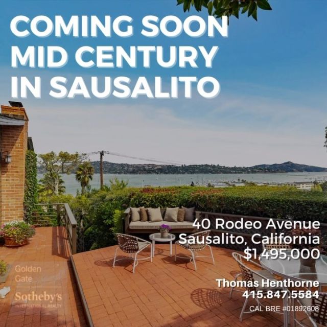 COMING SOON! Prepare to fall in love with this truly special mid-century modern retreat offering breathtaking panoramic views in one of Sausalito’s most sought after neighborhoods. Perfectly situated on a sunny street-to-street lot, this 2 BR/2BA home offers privacy and seclusion just minutes from the shops and restaurants of famed downtown Sausalito. To be offered for $1,495,000. Please call or text me at 415-847-5584 for a private showing. Photos and property video coming soon.
#sausalitorealestate #marinhomes #marinrealestate #sothebysrealty #marincounty #midcenturymodernhome