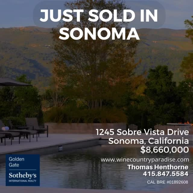 The day before Thanksgiving I am grateful and excited to share that my listing at 1245 Sobre Vista Drive in Sonoma has just closed for $8,660,000 — one of the highest residential sales in Sonoma County in 2025.

Congratulations to all involved, and a special thank you to Donna Goldman, Matt Sevenau, and Maurice Tegelaar on the buy side — it was truly a pleasure working with you.

Wishing everyone a very Happy Thanksgiving! 🦃🍂

Thinking about selling or buying in Sonoma or Marin County? I’m always happy to talk about the Wine Country and Marin real estate markets. Call or text me at 415-847-5584 to discuss the best strategy for your home.

Thomas Henthorne
Golden Gate Sotheby’s International Realty
DRE# 01892608

#JustSold #SonomaRealEstate #SonomaCounty #WineCountryRealEstate #LuxuryRealEstate #SobreVista #SonomaHomes #WineCountryLiving #SothebysRealty #GGSIR #ThomasHenthorne #MarinLuxuryHomes